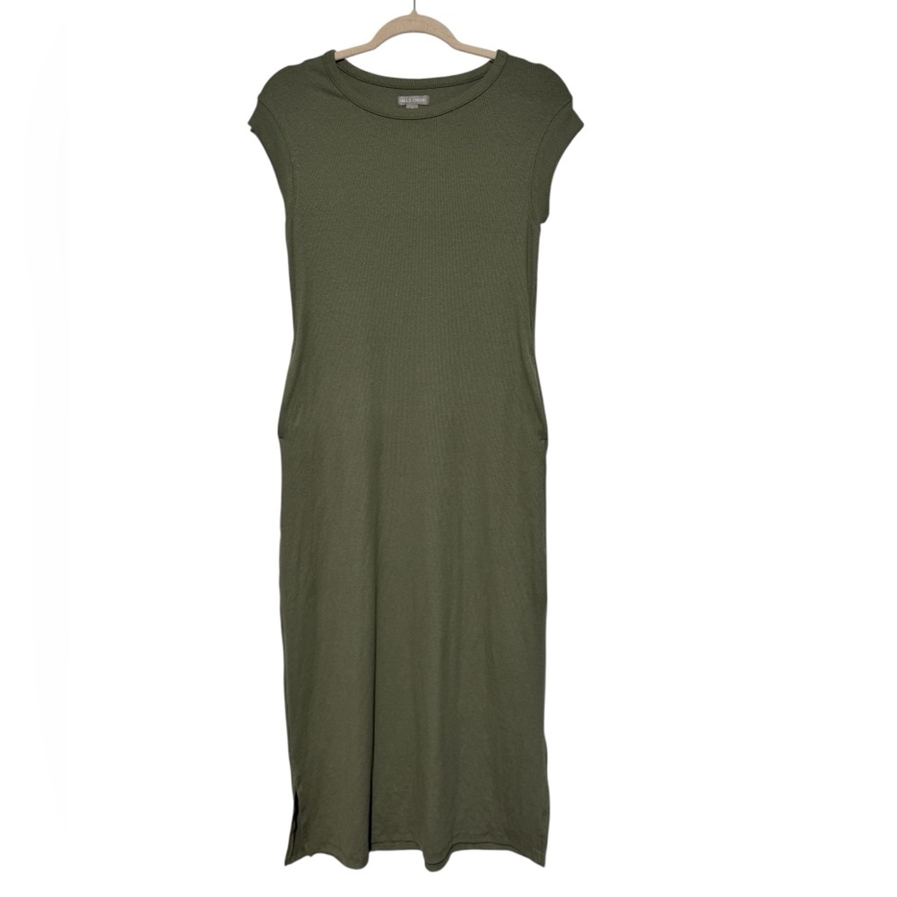 Falls Creek NWT Ribbed Knit Midi Dress Size S Light Olive Green Modest Stretch